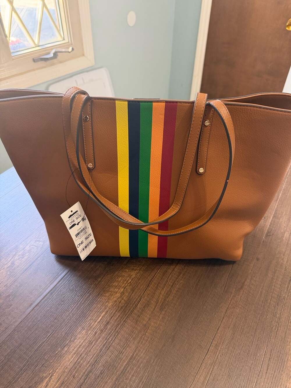 INC International Concepts Zoiey Tote Size One Size Brown Multi Stripe